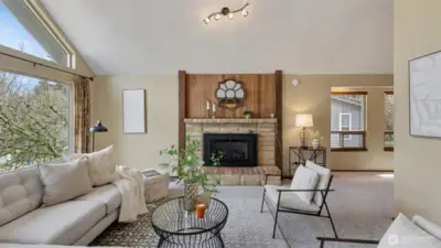 Classic NW vibes with gas fireplace.