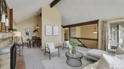 Sightlines to the formal dining area.