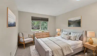 Guest bedroom #2 on the upper floor. **This image has been virtually staged**