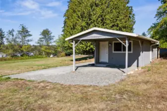 Existing structure Tiny Home/office space with covered patio area space.