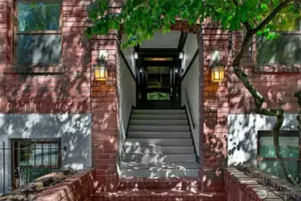 The formal entrance to the condo lobby on Thomas street. Use this or your own personal door to the world outside.