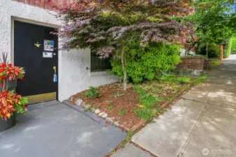 A convenient exterior entrance for #105 is at southwest corner of the building.