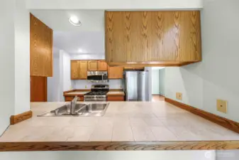 Peak over kitchen counters
