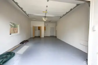 Extra deep single car garage with plenty of storage