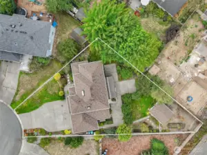 Aerial view highlighting the full outline of the property—see the space and layout from above for a true sense of scale and possibilities.