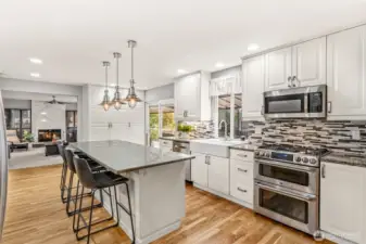 Kitchen with gas range and double oven