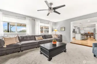 Family room with expansive windows