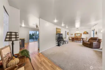 Entry opens up to oversized Living and Dining room