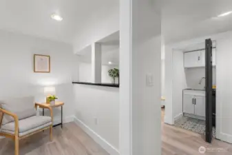 extra finished space (would be an awesome little kitchenette)