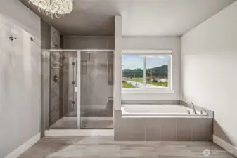 Separate tub and shower