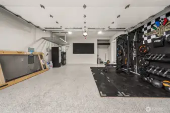 Epoxy floors in garage, custom garage, finished garage