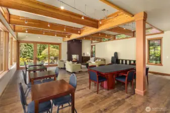 The Fireside Room is available to residents 7am-4pm, or after 4pm by reservations. A locally-renowned chef runs his catering business out of the commercial kitchen adjacent to the room, and offers occasional meals for the community. A delicious bonus!