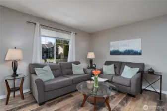Flexible space allows a variety of furniture/seating arrangements.