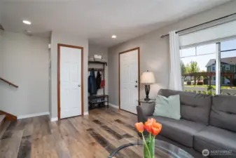 Coat closet off entry.