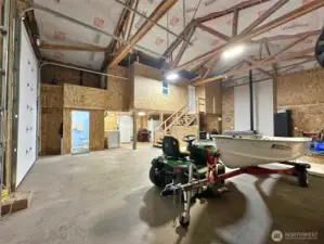 Tall shop with loft, laundry and bathroom.