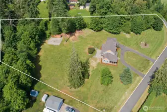 Aerial view of home on 3.66 acres