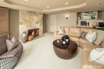 Rec Room with Fireplace + Wet Bar