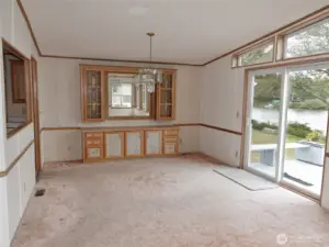 Dining Area with built-in cabinets.