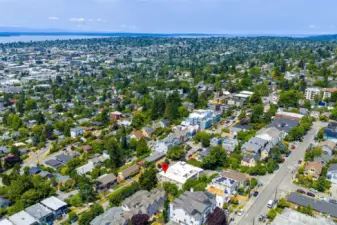 Looking to the Northwest towards Phinney Ridge, Greenwood, Loyal Heights and on the top Golden Gardens and Shilshole.