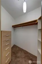 Great Closet space with shelving and drawers!