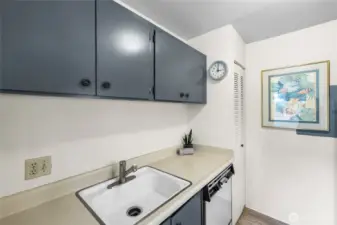 At the end of the kitchen, you will find dedicated pantry storage.