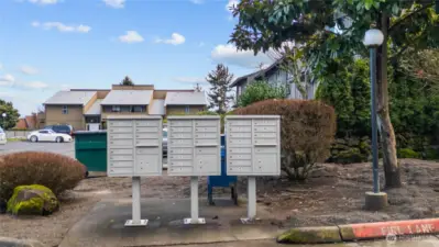 The secure mailbox is right outside of building G, as well as a mailbox drop.