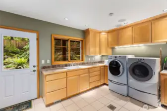 Huge laundry room and even has a shute from upstairs easily accessible.