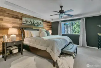 Primary bedroom overlooking greenbelt