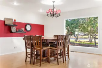 Dining room with newly added large picture window