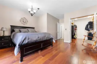 Primary bedroom with large walk in closet