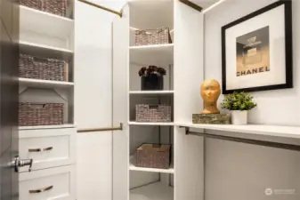 In addition to the amazing Bellmont closet system is this walk-in closet for yet more closet space.