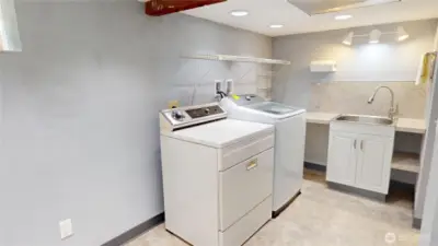 The downstairs laundry room