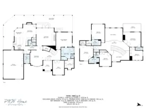 Dimensional Floor plan of both floors, approximate in room size and square footage.