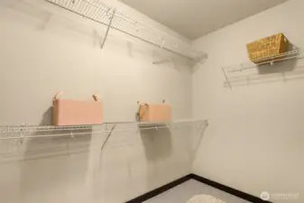 Primary suite walk-in closet.