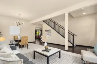 Open staircase with craftsman-style detailing.