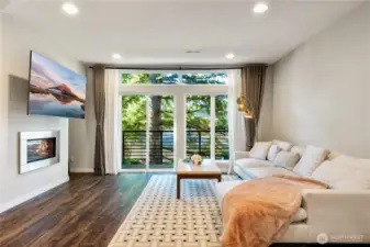 Spacious living room with balcony