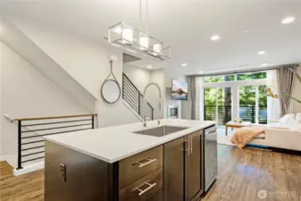 Standalone Kitchen Island with deep sink and Quartz countertop