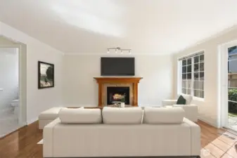 Family room with fireplace.
