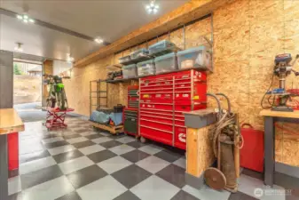 Race deck flooring and amble storage in shop