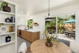 The dining room opens out to the patio, perfect for entertaining