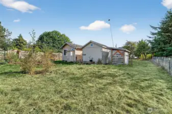 Outbuilding have a yard/garden in the back.