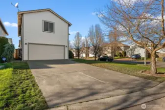 Huge driveway and double-car garage