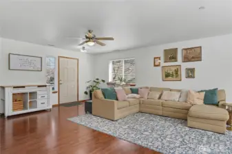 Laminate flooring on first floor.