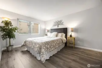 Primary dedroom ensuite easily fits king size bed