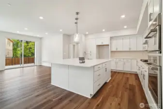 Beautiful Kitchen and HUGE .  Massive cabinets/drawers. Under cabinet lighting and quarts counters