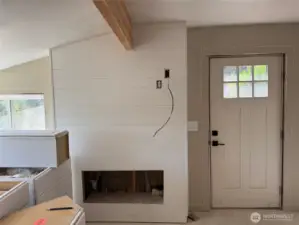 Front Door with a spot for an Electric Fireplace