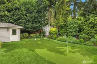 A putting green for leisurely mornings and afternoons.