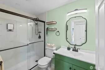 Updated upstairs 3/4 bathroom.