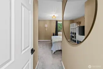 Retreat into the primary bedroom.