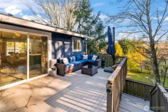 Large upstairs deck, just off the dining room, for easy indoor/outdoor flow.